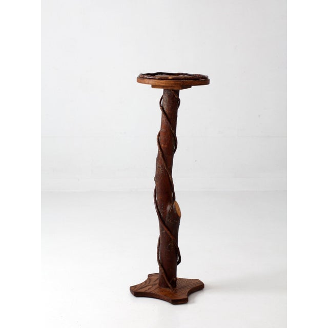 Wood Vintage Rustic Adirondack Twig Plant Stand For Sale - Image 7 of 17