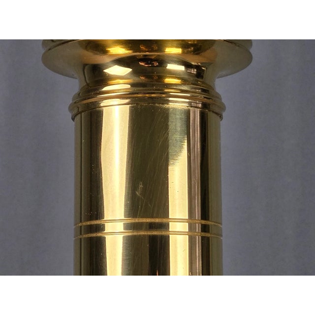 1990s Frederick Cooper Brass Faux Lantern Column Footed Table Lamp For Sale - Image 11 of 17