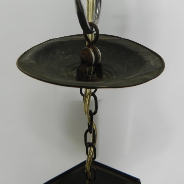 Metal Art Deco Hanging Lamp with Glass Plates For Sale - Image 7 of 17