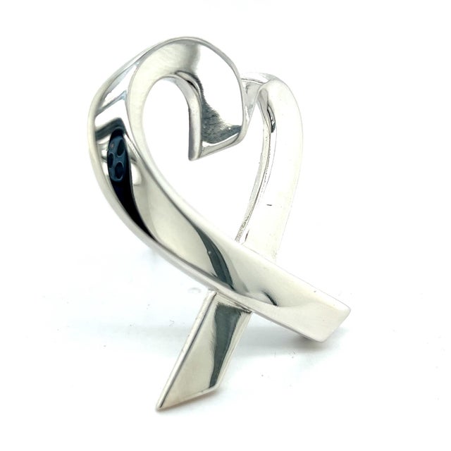 1990s Tiffany & Co Estate Heart Brooch Pin Sterling Silver For Sale In New York - Image 6 of 12