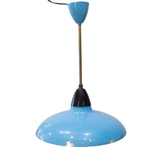 Mid-Century Metallic Roof Lamp Lacquered in Intense Blue, 1950s For Sale