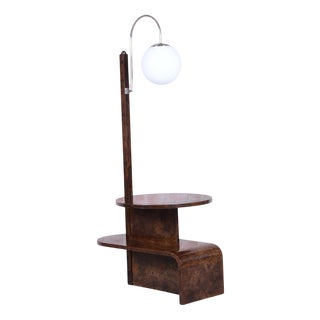 Art Deco Floor Lamp in Walnut attributed to J. Halabala for Up Závody, Czech, 1920s For Sale