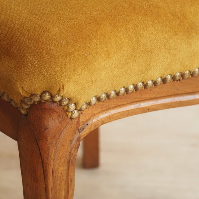 Louis-Philippe Style Chair in Yellow Velvet, 1900 For Sale - Image 5 of 8