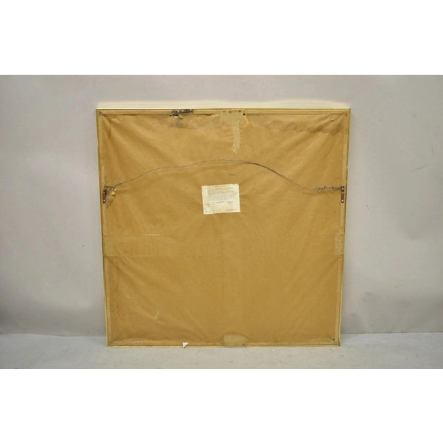 Vintage Art Deco Style 38" Square Art Wall Mirror With Vogue Woman in Hat For Sale - Image 9 of 11