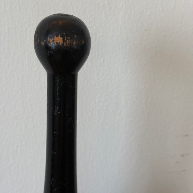Vintage Decorative Turned Wood Clubs With Brass Detail, a Pair For Sale - Image 4 of 6