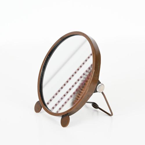 Italian Art Deco Adjustable Copper Table Mirror, Italy, 1930s For Sale - Image 12 of 18