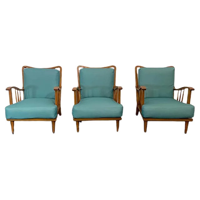 Maple Lounge Chairs by Paolo Buffa, 1950s, Set of 3 For Sale