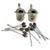 A finely detailed Spanish pewter hors d’oeuvre pick set featuring eleven cocktail picks and two coordinating holders. The...