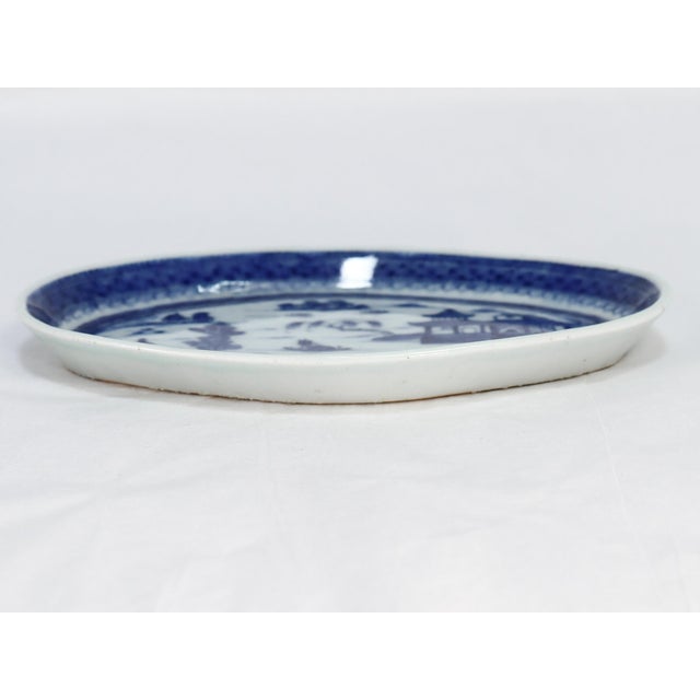 Antique Chinese Export Small Blue & White Canton Porcelain Underplate For Sale In Philadelphia - Image 6 of 11
