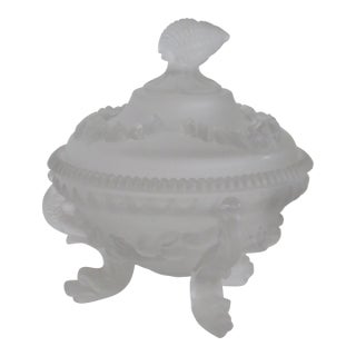 Portieux Vallerystahl Satin Argonaut Shell Frosted Glass Candy Dish 4505b For Sale