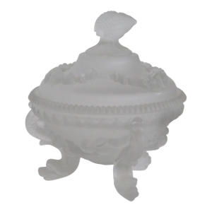 Portieux Vallerystahl Satin Argonaut Shell Frosted Glass Candy Dish 4505b