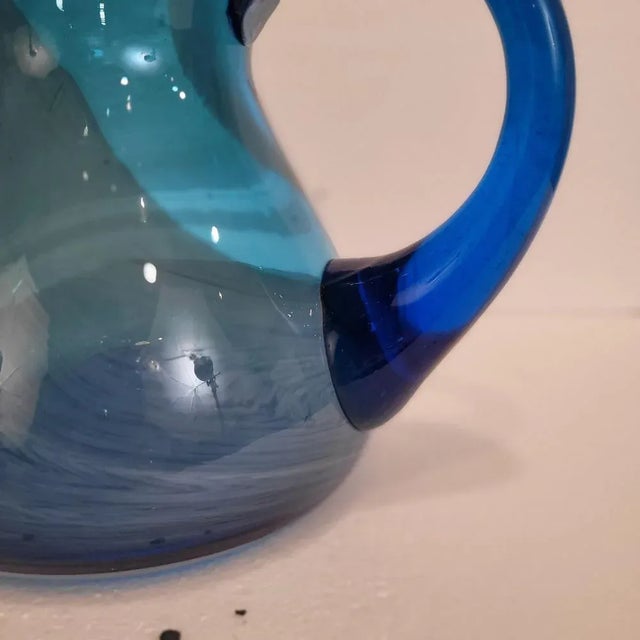 Mid-Century Modern Blue Blown Glass Jug, Italy, 1950s For Sale - Image 3 of 14