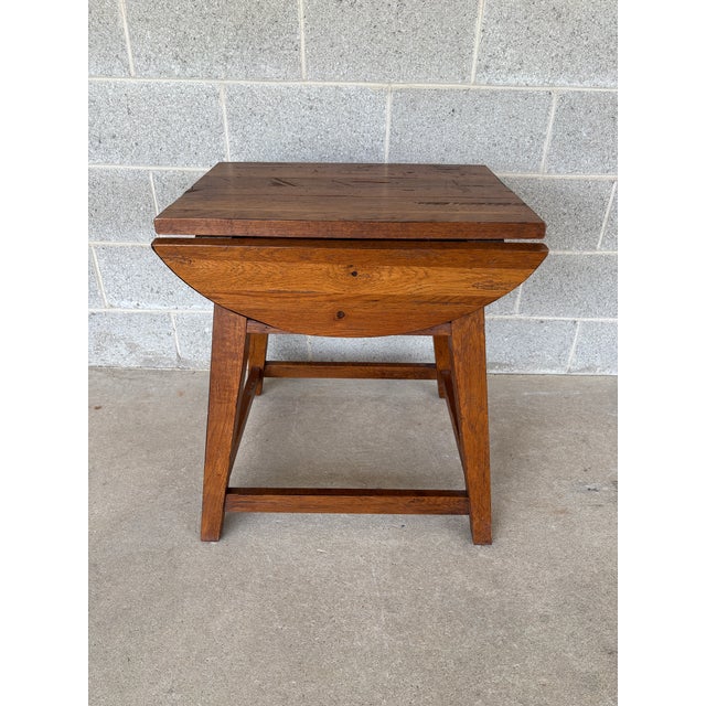 American Broyhill Attic Heirlooms Oak Single Drawer Shaker Style Drop Leaf Side Table For Sale - Image 3 of 10