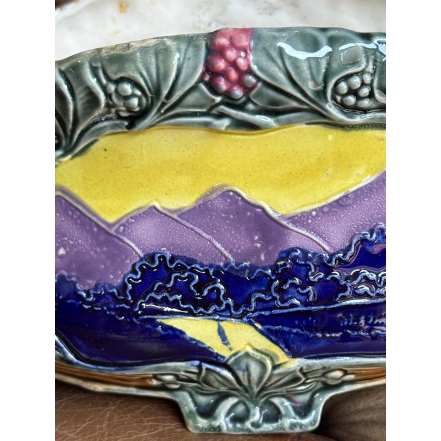1910s Antique French Majolica Vase- Art Nouveau Style For Sale - Image 5 of 13