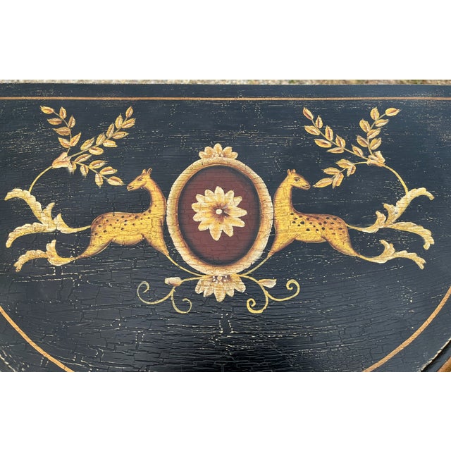Chinoiserie Entryway Table Chinoiserie Imperial Black Lacquer Gold Decorations For Sale - Image 3 of 10