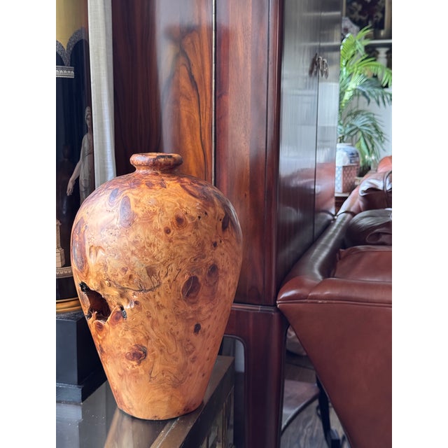 Gustavian (Swedish) Estate Enrico Burl Wood Vase For Sale - Image 3 of 9