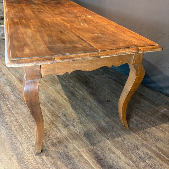 19th Century French Louis XV Walnut Farmhouse Table With Single Drawer For Sale In Portland, ME - Image 6 of 11