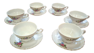 Vintage Japanese Porcelain Teacups and Saucers, 1950s, Set of 12