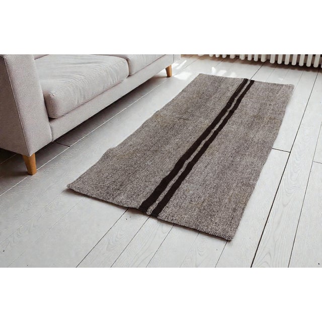 Greige 1960s Stripe Anatolian Handknotted Carpet For Sale - Image 8 of 10