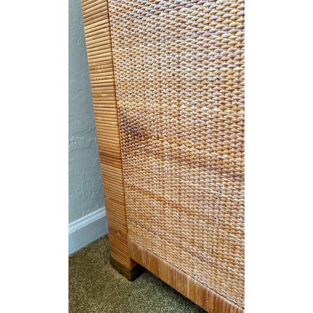 Wood 1970s Bielecky Brothers Unsigned Cane & Rattan Vintage Armoire or Cabinet For Sale - Image 7 of 12