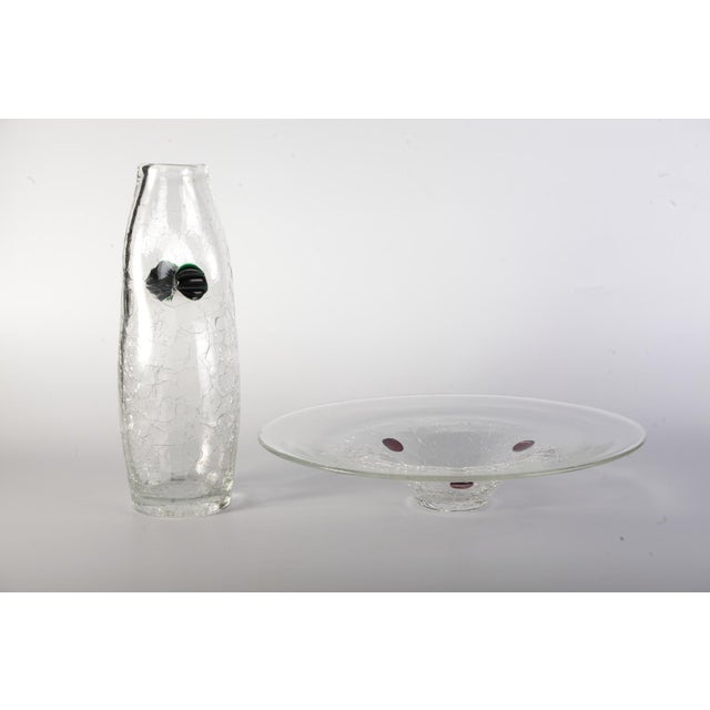 Glass Vase and Bowl by Jaroslav Taraba for Lednicke Rovne, Czech, 1970s, Set of 2 For Sale - Image 17 of 17