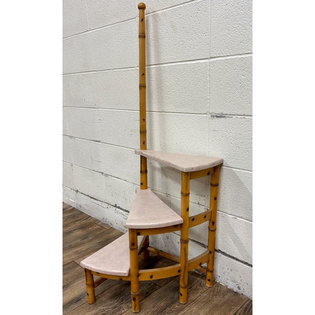 Late 20th Century Vintage Rattan or Bamboo Spiral Library Steps Step Ladder Bed Steps Pet Steps For Sale - Image 5 of 8