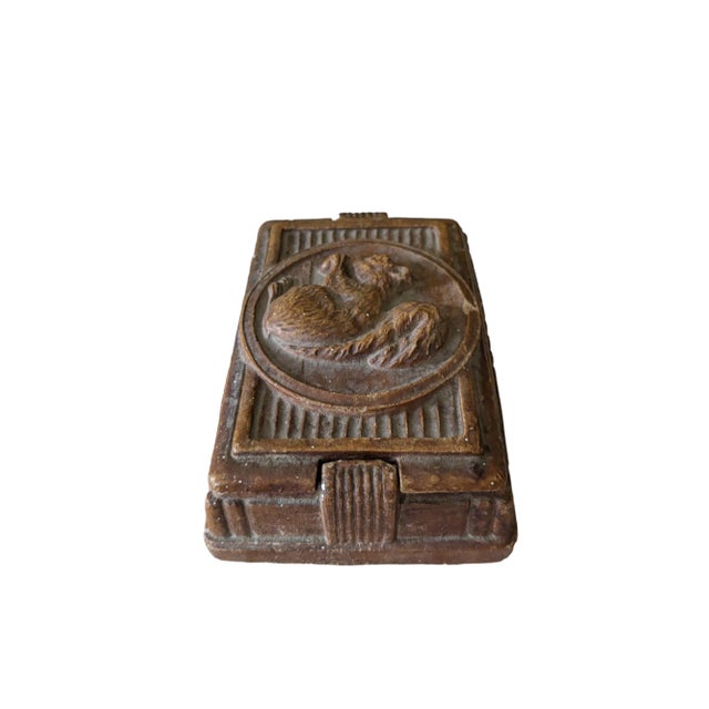 Wood Vintage Syroco Cigarette Box, Wood Trinket Box With Carved Squirrel For Sale - Image 7 of 10