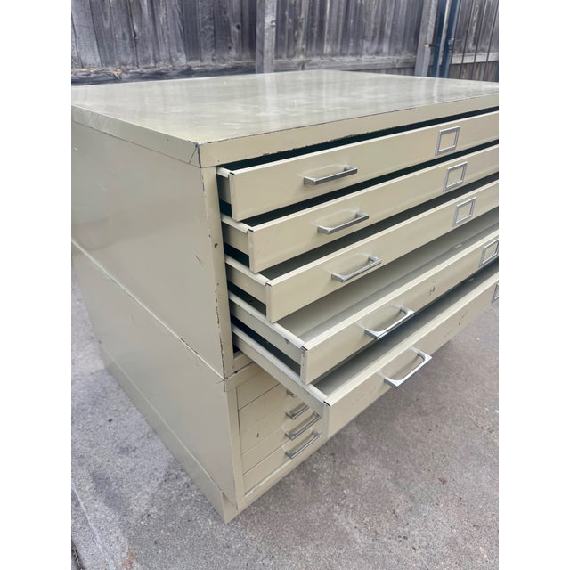 Late 20th Century Safco Steel Flat File Double Cabinet With Ten Drawers For Sale - Image 5 of 9