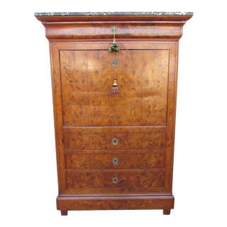 19th. Century Louis Philippe Burl Walnut Secretary Desk For Sale