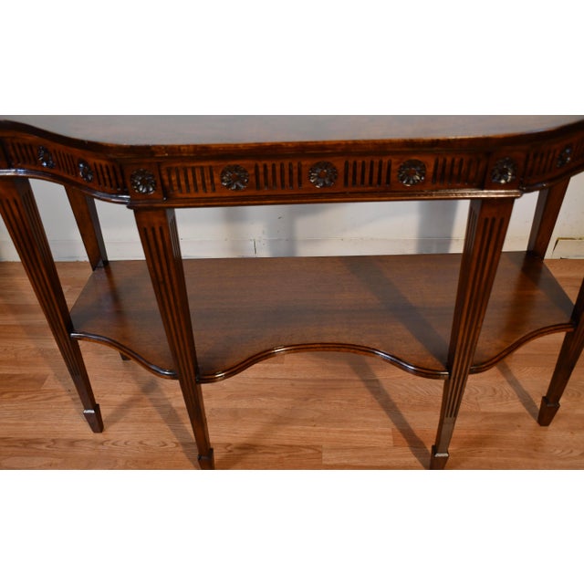 Brown 1910s Antique English Regency Burl Walnut Console Table / Sofa Table For Sale - Image 8 of 15