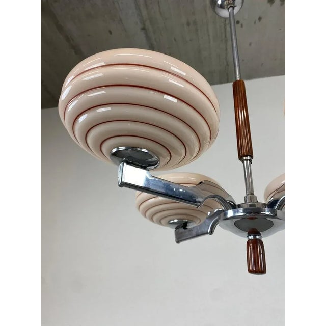 1930s Art Deco Pink Chandelier, 1930s For Sale - Image 5 of 11