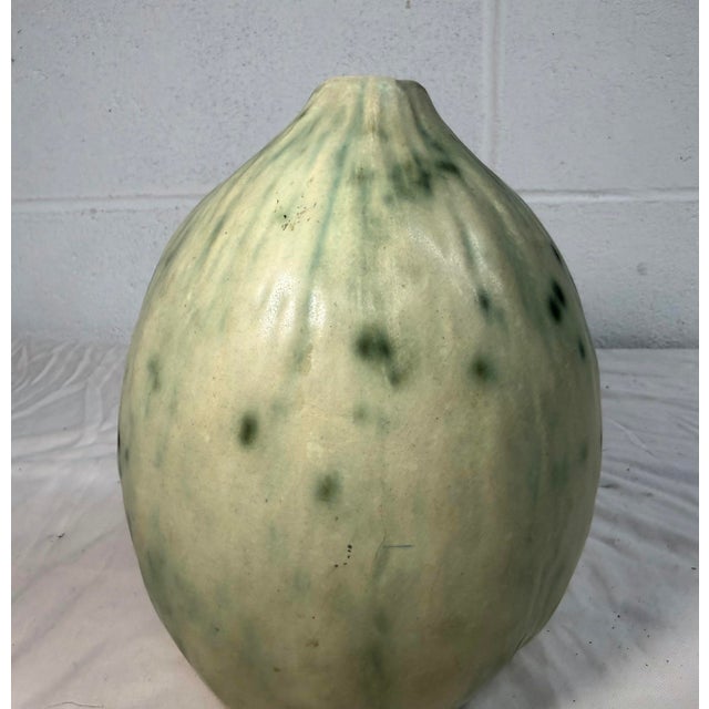 Green Vintage 96 Handmade Patricia Garrett Figural Vegetable Squash Melon Pottery Vase For Sale - Image 8 of 12