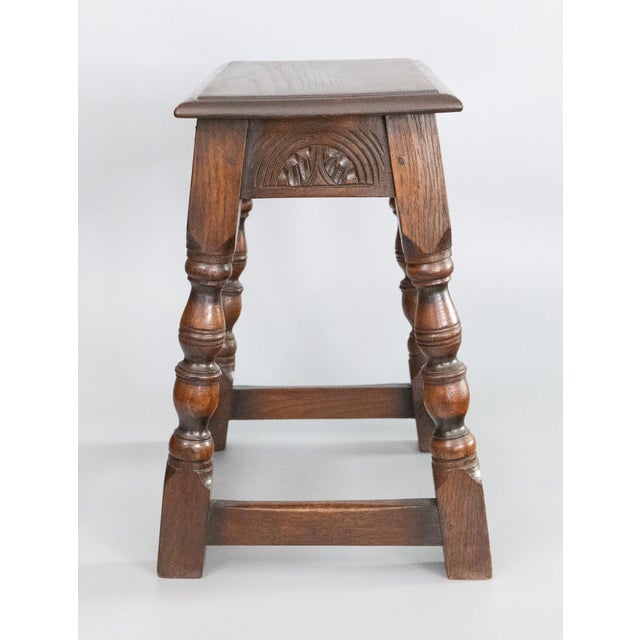 19th C. English Carved Oak Pegged Joint Stool Side Table | Chairish