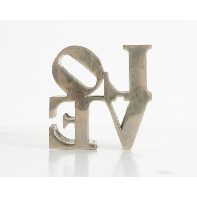 Robert Indiana Late 20th Century Robert Indiana Style Love Chrome Paperweight For Sale - Image 4 of 5
