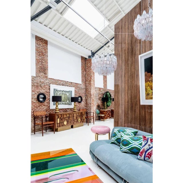 Pink German Pink Lacquered and Brass Coffee Table For Sale - Image 8 of 9