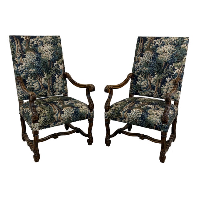Newly Upholstered French Arm Chairs For Sale