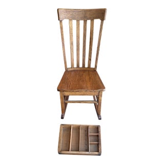 Rare Antique Chittenden & Eastman "Square Brand" Oak Sewing Rocker – C. 1910 For Sale