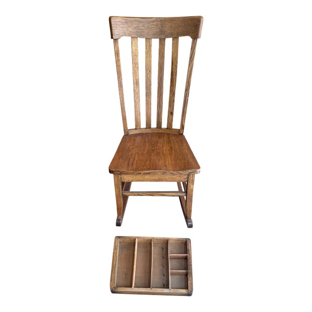 Rare Antique Chittenden & Eastman "Square Brand" Oak Sewing Rocker – C. 1910 For Sale