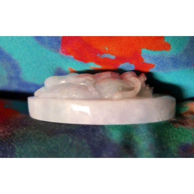 Early 21st Century Jade Dragon Paperweight in High Relief, Natural Green/Lavender Jade For Sale - Image 5 of 7