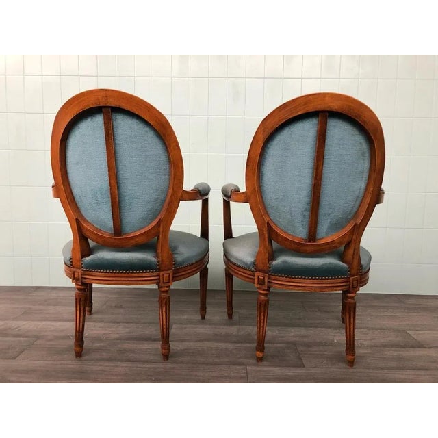 Brown Set of Louis XVI Style Armchairs, 1920s For Sale - Image 8 of 13