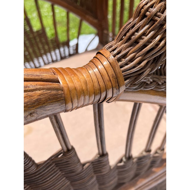 Vintage Mid-Century Bielecky Brothers, Rattan, and Wicker Wingback Lounge Chair For Sale - Image 9 of 15