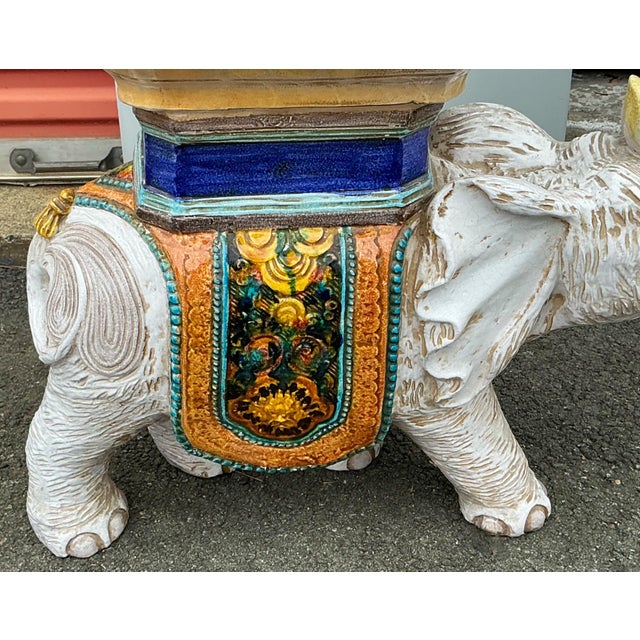 1960s Mid-Century Italian Hollywood Regency Terracotta Elephant Garden Seat Side Table For Sale - Image 5 of 6