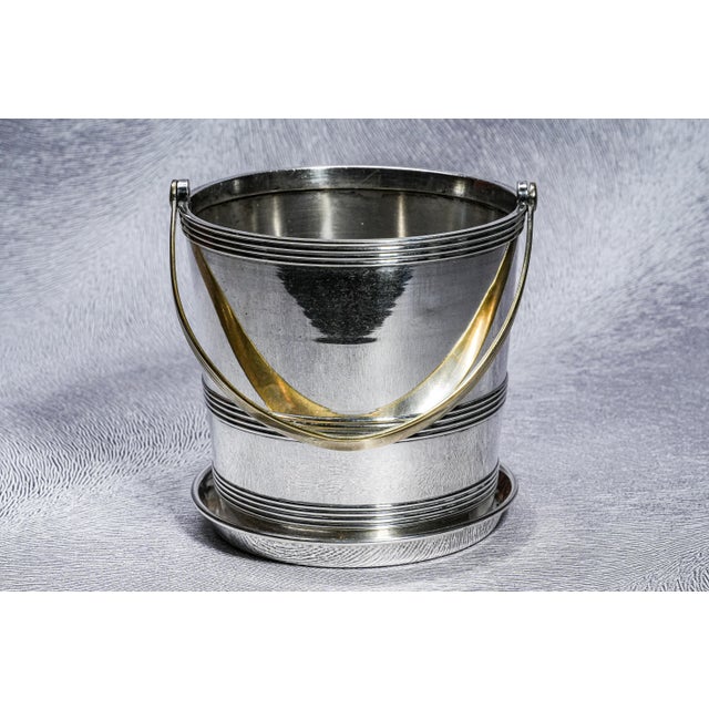 1960s Classic Vintage Mid Century Modern MCM Banded Silverplate Ice Bucket Barware Home Decor For Sale - Image 10 of 17
