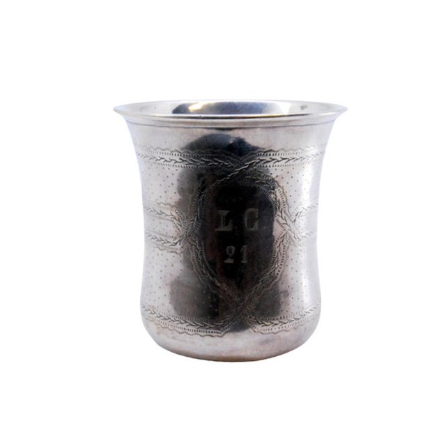 Silver Chalice with Engravings and Monogram Card For Sale - Image 9 of 9