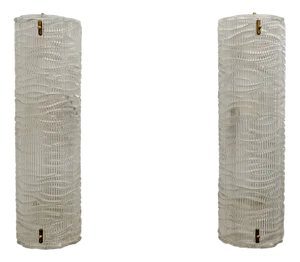 Italian Modern Murano Glass Textured Wall Sconces, 1980s, Set of 2