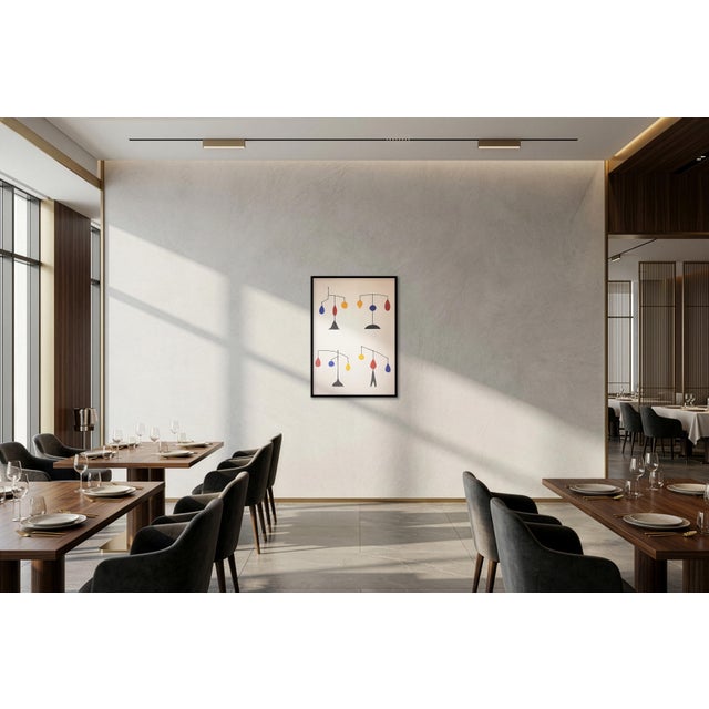 2026, Kinetic Art, Mobile Version, Modern Chandelier in Primary Tones, Acrylic Paint on Watercolor Paper For Sale In Miami - Image 6 of 8