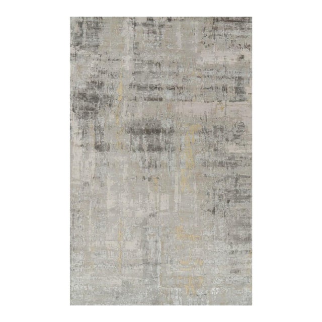 Rug & Kilim’s Oversized Abstract Rug in Silver-Gray and Beige-Brown Patterns 12x19 For Sale