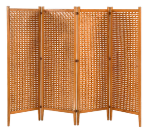 Very Folding Screen in Pine with Suede Strings, 1950s