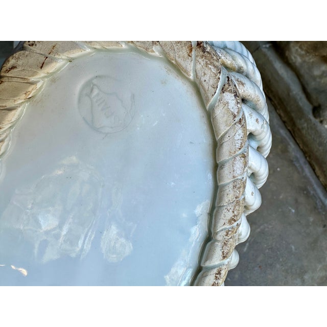 1950s Vintage Spanish Porcelain Lattice Cache Pot / Planter With Rope Weave Design For Sale - Image 5 of 7