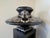 Black lacquer planter with intricate mother of pearl detailing throughout in floral and organic motifs. Indoor use only....